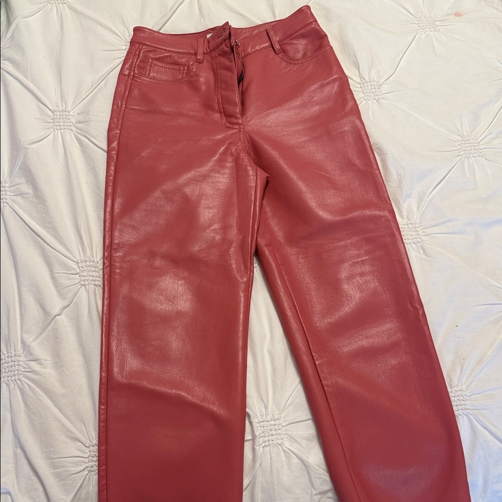Wilfred Faux Leather Pants in Rose Coral Like New